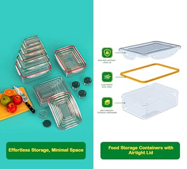 40 Pcs Food Storage Containers with Lids Airtight- Plastic Meal Prep Container for Pantry Kitchen Organization, Microwave, Dishwasher, Freezer Safe -100% Leak Proof (20 Stackable Boxes-20 Lids) - Image 6