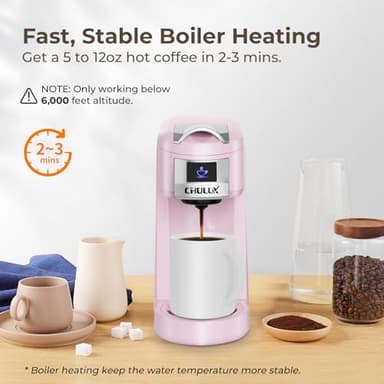 CHULUX Classic Single Serve Coffee Maker for K Cup, One Button Easy Coffee Machine for Office, RV, Travel and Dorm, Pink - Image 2