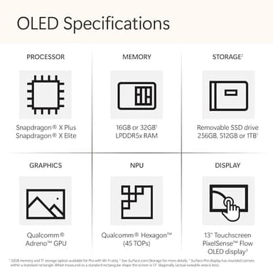 Microsoft Surface Pro 2-in-1 Laptop/Tablet (2024), Windows 11 Copilot+ PC, 13" Touchscreen OLED Display, Snapdragon X Elite (12 Core), 16GB RAM, 256GB Storage, Black, Amazon Exclusive - Image 2