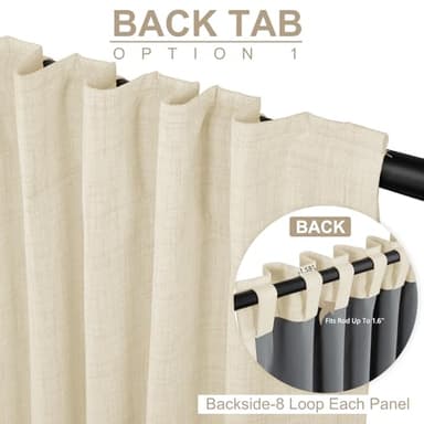 100% Blackout Shield Linen Blackout Curtains for Bedroom 84 Inches Long, Back Tab/Rod Pocket Living Room Drapes, Thermal Insulated Blackout Curtains 2 Panels Set, 50" W x 84" L, Light Cream - Image 3