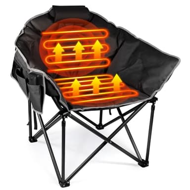 Suteck Heated Camping Chair, Oversized Outdoor Portable Heated Folding Chairs with 12V 20,000mAh Power Bank, Heated Foldable Chair Seat, Heating Chair for Outdoor Sports Camping Patio, 650lbs - Image 1