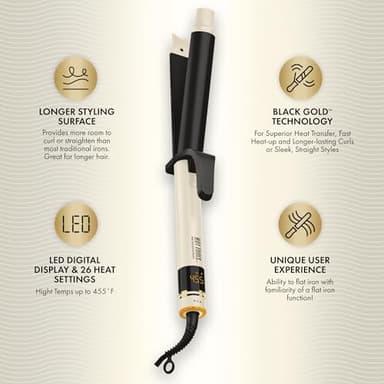 HOT TOOLS Pro Artist Protect & Style CurlStraight Styler | 2-in-1 Easy-to-Use, Use as Curling Iron, Flat Iron, or a Wand for Styling Curly or Straight Hair, 1 ¼" Curling Iron - Image 4