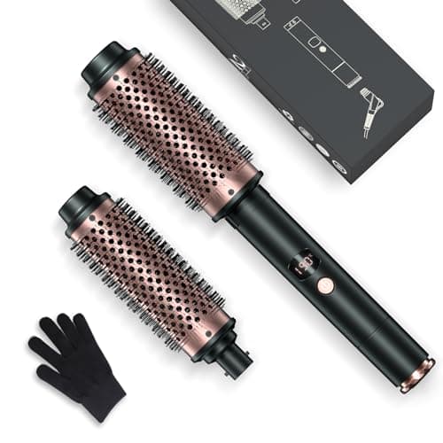 2in1 Negative Thermal Brush for Blowout Look, 1.5 Inch/1.75 Inch Heated Round Brush for Curls & Volum, 5 Temperature Curling Iron, Dual Voltage - Image 1