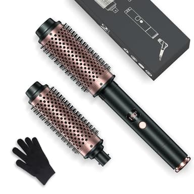 2in1 Negative Thermal Brush for Blowout Look, 1.5 Inch/1.75 Inch Heated Round Brush for Curls & Volum, 5 Temperature Curling Iron, Dual Voltage - Image 1