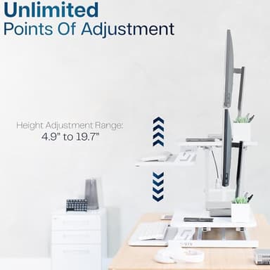 VIVO Desk Converter 32 inch Height Adjustable, MDF Wood Sit to Stand Riser, White, DESK-V000SW - Image 4