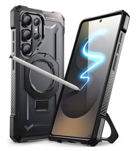 SUPCASE for Samsung Galaxy S25 Ultra Case with Stand (Unicorn Beetle Grip), [S Pen Friendly] [Compatible with MagSafe] [Military-Grade Protection] Magnetic Translucent Back Phone Case, Black - Image 1