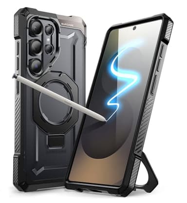 SUPCASE for Samsung Galaxy S25 Ultra Case with Stand (Unicorn Beetle Grip), [S Pen Friendly] [Compatible with MagSafe] [Military-Grade Protection] Magnetic Translucent Back Phone Case, Black - Image 1