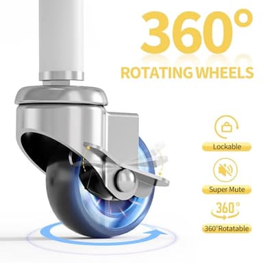 TOOLF 3 Tier Rolling Cart Storage Organizer, Metal Rolling Utility Cart with Wheels, Hooks & Bins Esthetician Craft Art Sturdy Storage with Pegboard for Bathroom, Kitchen, Office, Nursery Diaper - Image 7