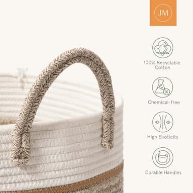 LA JOLIE MUSE Woven Basket Rope Storage Baskets - Large Cotton Organizer 16 x 14 x 14 Inches, Basket for Baby Blanket, Kids Toy Nursery Laundry Basket - Image 5
