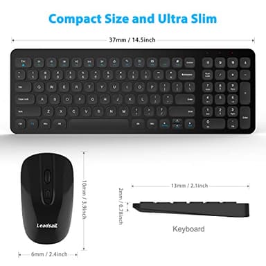 LeadsaiL Wireless Keyboard and Mouse Combo, Wireless USB Mouse and Computer Keyboard Set, Compact and Silent for Windows Laptop, Desktop, PC - Image 3