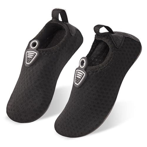 HEETA Barefoot Water Sports Shoes Footwear for Littile Kids or Toldders, Boys & Girls, 9-9.5 Littile Kids, for Beach, Water Sports, Water Parks, Black - Image 1