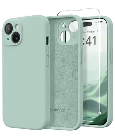 SuydanBox Magnetic for iPhone 15 Case, Compatible with MagSafe, [Screen Protector + Full Camera Protection], Silicone Shockproof Anti-Scratch Protective Phone Case for iPhone 15 6.1", Mint - Image 1