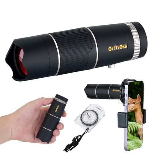OPTIVORA 15×32 Mini Telescope for Adults High Powered,Compact Size,Ideal for Use as a Small Monocular for Bird Watching,Pocket Telescope Adults for Outdoor Activities to Use,with Smartphone Adapter