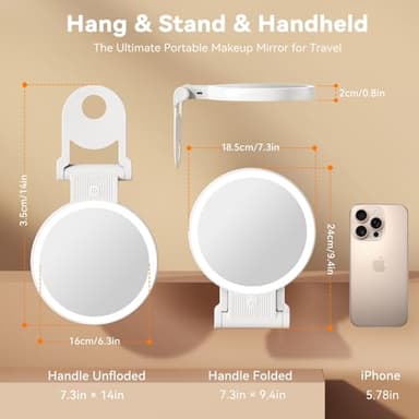 Auxmir 1X/30X Magnifying Mirror with Light, Double Sided Makeup Mirror with Adjustable 3 Color Light, 2000mAh Rechargeable Lighted Magnifying Mirrors with Tweezer, Foldable Travel Mirror with Rotation - Image 5