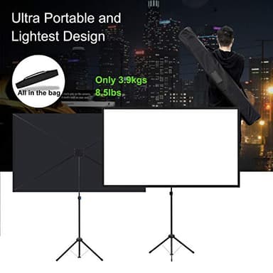 Portable Projector Screen with Stand, Outdoor Movie Screen, 80 Inch 16:9, Light-Weight, Mobile and Compact, Easy Setup and Carrying, Projection Screen with 1.2 Gain Glass Fiber, Idea for Home Cinema. - Image 4