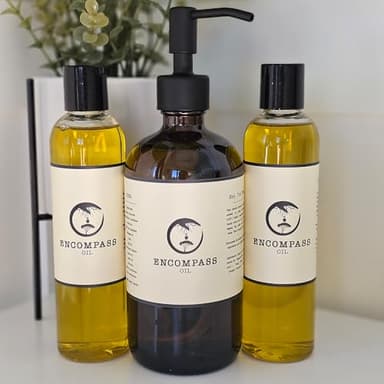 All Natural Encompass Oil, Body Oil, Hair Oil, Natural Skin Care, 16 oz (Glass Bottle) - Image 2