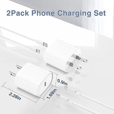 Fast Charger for iPhone 14 13 12 Charge Fast Charging, 2Pack 6FT+10FT USB C to L Cable with 20W USB C for i Phone Charger Block, Compatible with iPhone 14 13 12 Pro/14 Plus/13 Pro Max - White - Image 7
