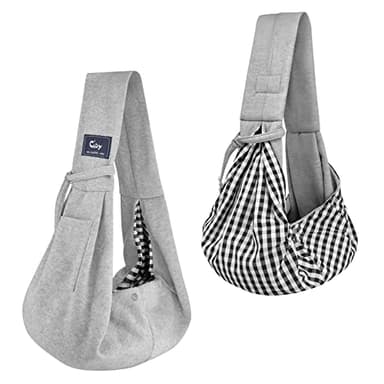 CUBY Dog and Cat Sling Carrier - Hands Free Reversible Pet Papoose Bag - Soft Pouch and Tote Design - Suitable for Puppy, Small Dogs Cats Outdoor (Classic Grey) - Image 7