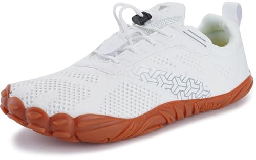 WHITIN Men's Trail Running Shoes Barefoot Minimalist Minimus Wide Toe Box Size 9 Zero Drop Gym Workout Walking Hiking Trainer White Gum 42 - Image 1