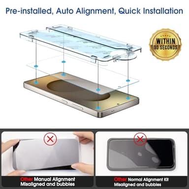 amFilm Auto-Alignment OneTouch for Samsung Galaxy S25 Ultra 6.9" Screen Protector + Camera Lens Protector, Tempered Glass, 30 seconds Installation, Bubble Free, Case Friendly, Anti-Scratch [2+2 Pack] - Image 3