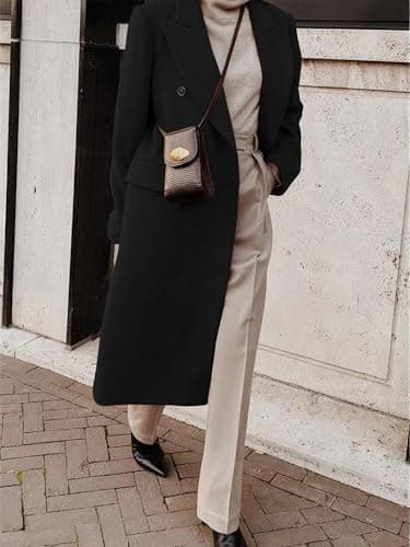 IDEALSANXUN Winter Coats for Women 2025 Trendy Black Trench Coat Peacoat Jackets Long Wool Dress Coats Winter Clothes, Black, L - Image 3