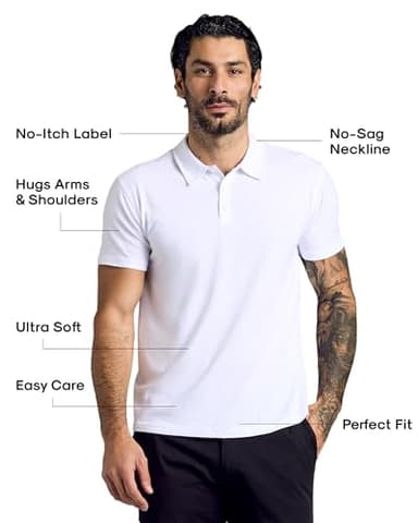 True Classic Polo Shirts for Men – Mens Polo Shirts Short Sleeve Cotton, Personalized Custom Cut, Pack of 6, Variety, L - Image 2