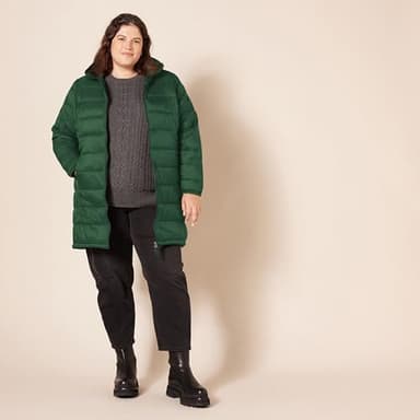 Amazon Essentials Women's Lightweight Water-Resistant Packable Hooded Puffer Coat (Available in Plus Size), Dark Green, X-Small - Image 6