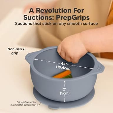 KeaBabies 2-Pack Baby Bowls with Suctions, Lids - Silicone Toddler Suction Bowls for Baby Boy, Girl, Kids, Food Grade Silicone, BPA-Free, Dishwasher Safe, Toddler Eating Essentials (Slate) - Image 4