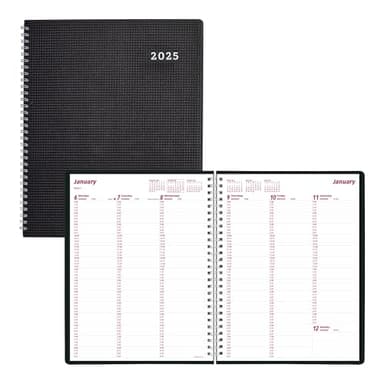 Brownline® 2025 DuraFlex Weekly Planner, Appointment Book, 12 Months, January to December, Twin-Wire Binding, 11" x 8.5", Black (CB950V.BLK-25) - Image 1