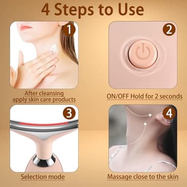 VGY 7-in-1 Face Massager Tool for Skin Care, Red Light Therapy for Face, Double Chin Gift (Pink) - Image 5
