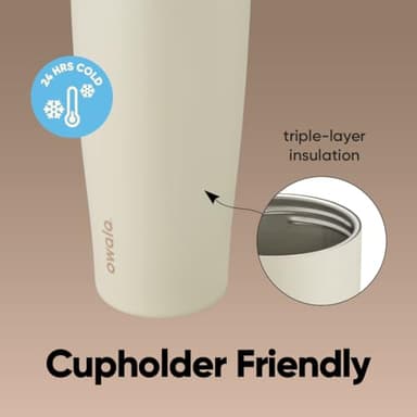Owala FreeSip Sway Insulated Stainless Steel Water Bottle with Two-Way Spout, Built-In Straw and Bucket Handle, Made for Travel, School, and Sports, 30oz, BPA Free, Leak Proof, Lightly Toasted - Image 4