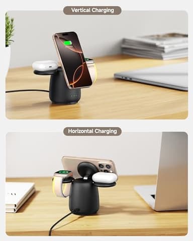 SwanScout Charging Station for MagSafe Charger, 3 in 1 Wireless Charger for iPhone 17/16/15/14/13/12 Series, for Apple Watch Ultra 3/11/10/9/8/7, SwanScout 707M (No Adapter) - Image 6