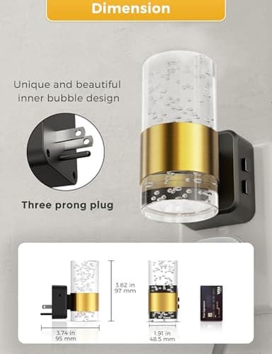 Night lights plug into wall, Color Changing Night Light with Rotatable Plug, Dusk to Dawn Light Sensor and Adjustable Brightness, Elegant Design Night Light for Kids Bedroom,Bathroom, 2 Pack - Image 6