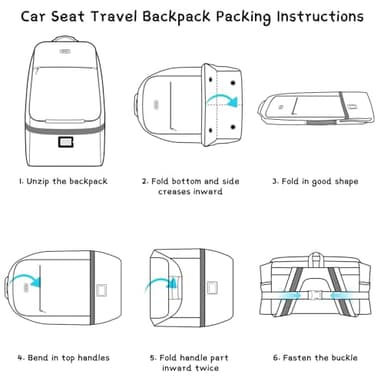Car Seat Travel Bag,Padded Car Seats Backpack with Steel Cable Handle and Reflective Stripes, Large Durable Carseat Carrier Bag,Airport Gate Check Bag,Infant Seat Travel Bag with Shoulder Strap,Grey - Image 7