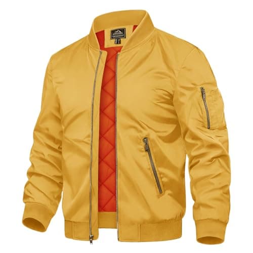 TACVASEN Men's Jackets Full Zip Up Winter Warm Fleece Liner Work Coats Outwear Turmeric, M - Image 1
