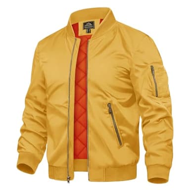 TACVASEN Men's Jackets Full Zip Up Winter Warm Fleece Liner Work Coats Outwear Turmeric, M - Image 1