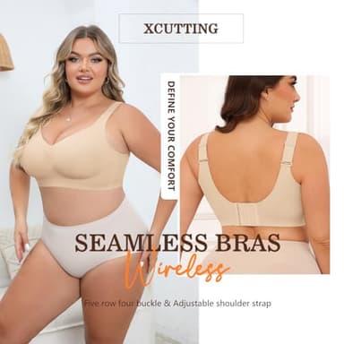 Xcutting Soft Sleep Wirefree Bras for Women Full Coverage No Underwire Wireless Comfortable Sports Bras for Sagging Breasts Padded (Nude,X-Large) - Image 6