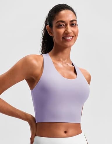 JOYSPELS Sports Bras for Women Extra Comfort Criss-Cross Back Padded Workout Tops for Women Medium Support Light Purple - Image 2