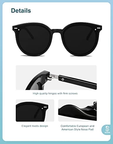 SOJOS Classic Round Sunglasses for Women Men Retro Vintage Shades Large Plastic Frame Sunnies SJ2067 with Black Frame/Grey Lens - Image 4