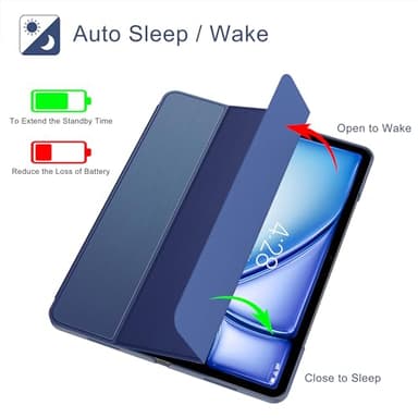 Soke Case for iPad Air 13 Inch (M3/M2) 2025/2024,iPad Pro 12.9 2022 2021(6th 5th Generation) - [Slim Trifold Stand + Auto Wake/Sleep],Protective Hard PC Back Cover (Navy) - Image 6