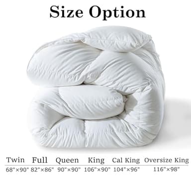 ELNIDO QUEEN® Feather Comforter Queen Size, Filled with Feather and Downfiber, All Season White Luxury Hotel Fluffy Bed Comforter, Ultra Soft 100% Cotton Duvet Insert, 90x90 Inch - Image 8