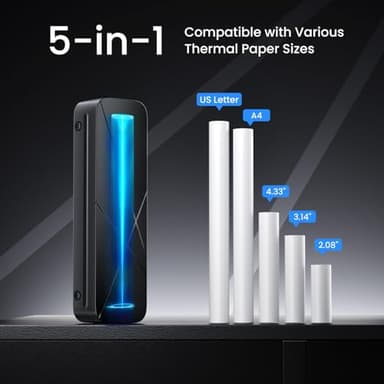 TATTMUSE Portable Printers Wireless for Travel, Inkless Printer for Phone & Laptop, Thermal Bluetooth Small Compact Mobile Printer for Home Use, Support 8.5" X 11" US Letter & A4 Size - Image 5