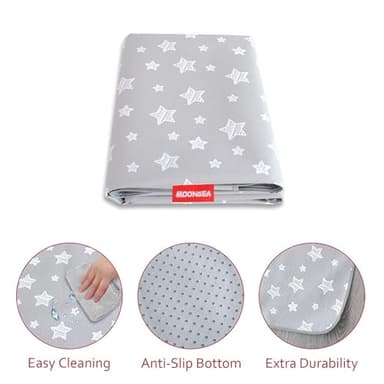 Splat Mat for Under High Chair, Non Slip Waterproof Mealtime Floor Mats Washable Portable Picnic Splash Mat for Baby Art/Craft/Playtime, 42X46 Inch - Grey Star - Image 3