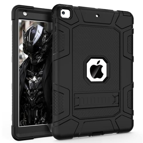 Rantice iPad 6th Generation Cases , 5th Case , Air 2 9.7 Shockproof Rugged Drop Protection Cover Built with Kickstand for 9.7'' A1893/A1954/A1822/A1823 (Black) - Image 1