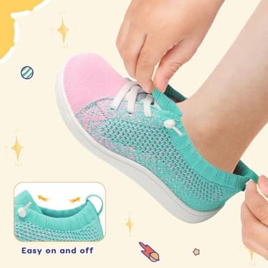 LeIsfIt Toddler Shoes Girls Boys Wide Shoes Kids Zero Drop Minimalist Sneakers Barefoot Slip on Tennis Sneakers Green Pink 12 Little Kid - Image 4