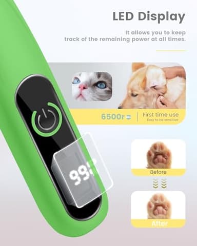 PAPMINI Dog Paw Trimmer with LED Display, Ultra-Low Noise Cordless Paw Trimmers for Dog's Feet, Cordless Hair Trimmer for Paws, Ears, Face, Rump - Image 9
