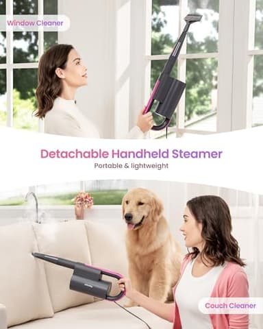Schenley Steam Mop Cleaner with Detachable Handheld Steamer for Cleaning Hardwood, Laminate Floor, Tiles and Grout, with 7-in-1 Multi-purpose Accessories and Washable Microfiber Pads - Image 4