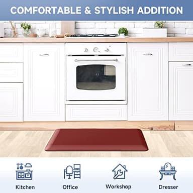 4/5 Inch Thick Kitchen Mats for Floor, StepRite Kitchen Rug for Standing Desk, Non-Slip, Thicker, Stain Resistant, Waterproof, Comfort Anti Fatigue Floor Mat for Home, Kitchen, Office - Red,70 * 24'' - Image 7