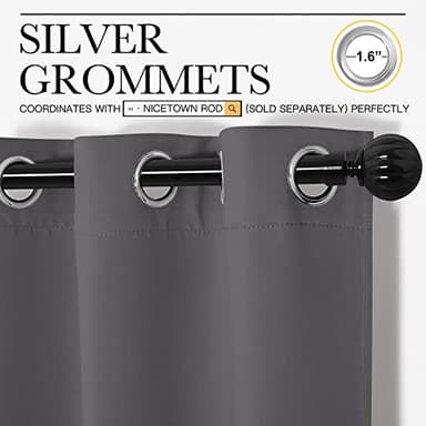 NICETOWN Thermal Insulated Grommet Blackout Curtains for Bedroom (2 Panels, W42 x L63 -Inch, Grey) - Image 2