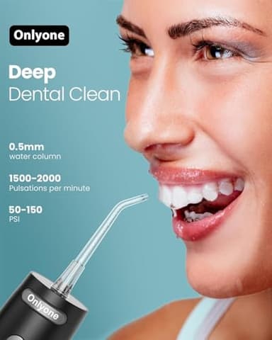 Onlyone Water Dental Flosser, 300ML Portable Oral Irrigator for Teeth, 4 Modes and 5 Jet Tips,Rechargeable Irrigation Cleaner,Electric Flossing Machine Power Flossers & Irrigator Accessories White - Image 2